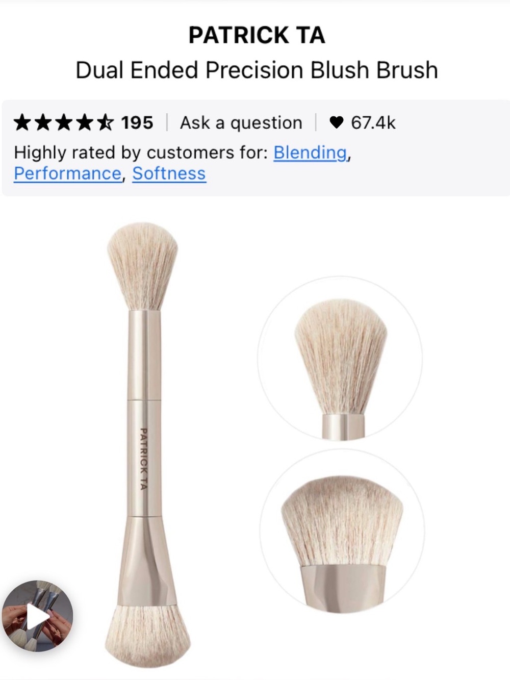 Patrick Ta Dual Ended Precision Blush Brush